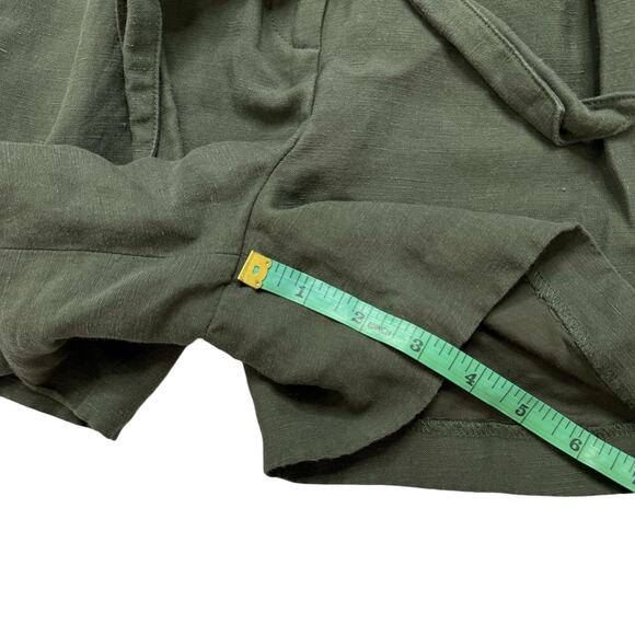 ANN TAYLOR Pine Green Linen Blend Pleated Belted Shorts Size 2 Womens *READ* - Picture 7 of 8